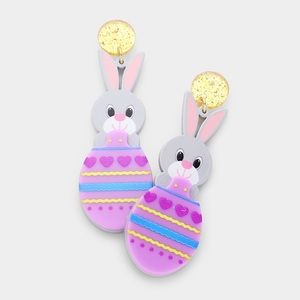 Resin Easter Bunny Egg Dangle Earrings